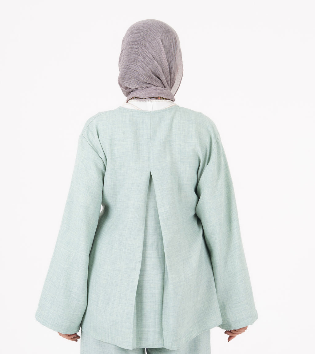 Linen Cardigan in Mint Green