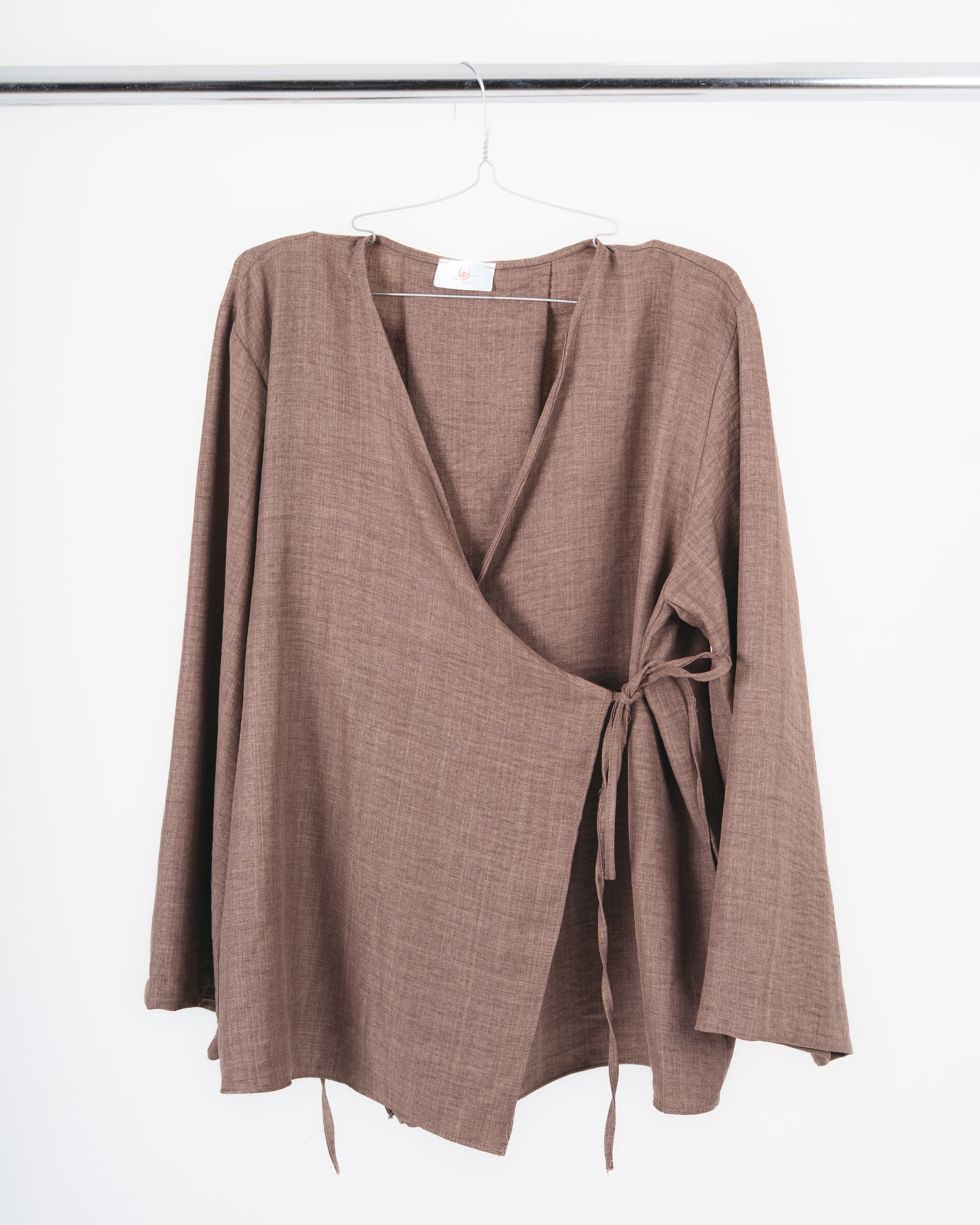 Linen Cardigan in Mocha Taupe